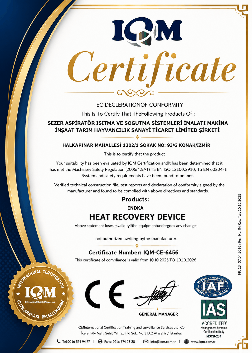 CE Heat Recovery Device