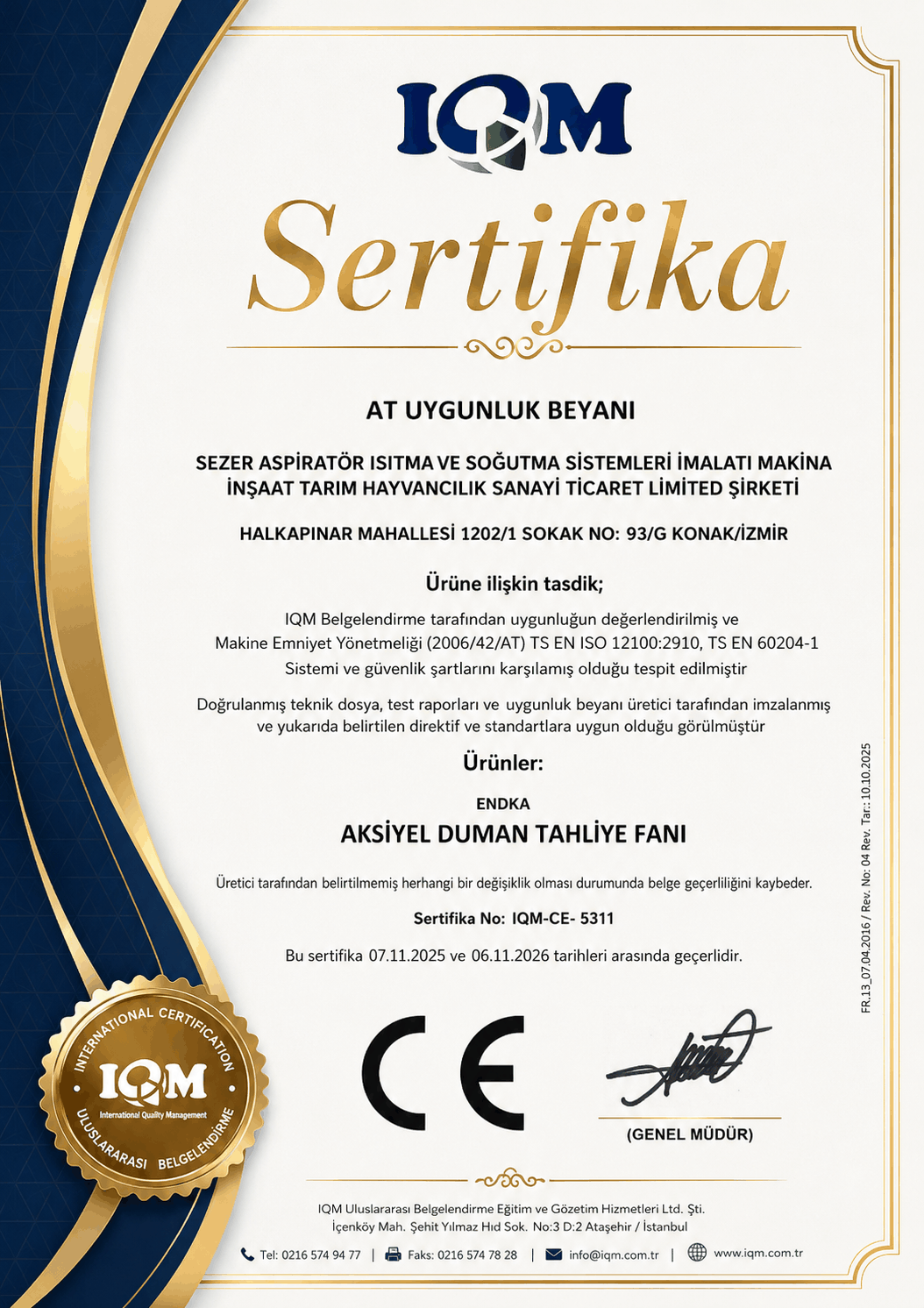 CE Aksiyel Duman Tahliye Fanı